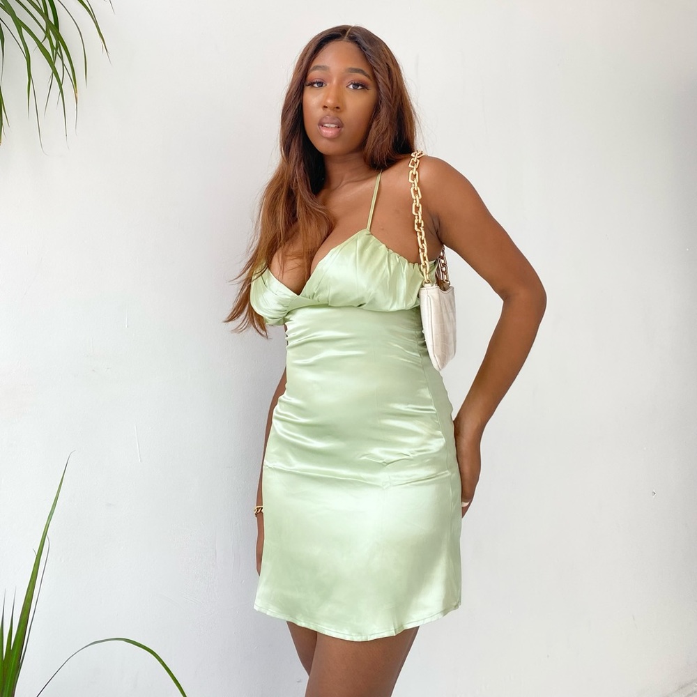 Silk Green Dress Princess Mini